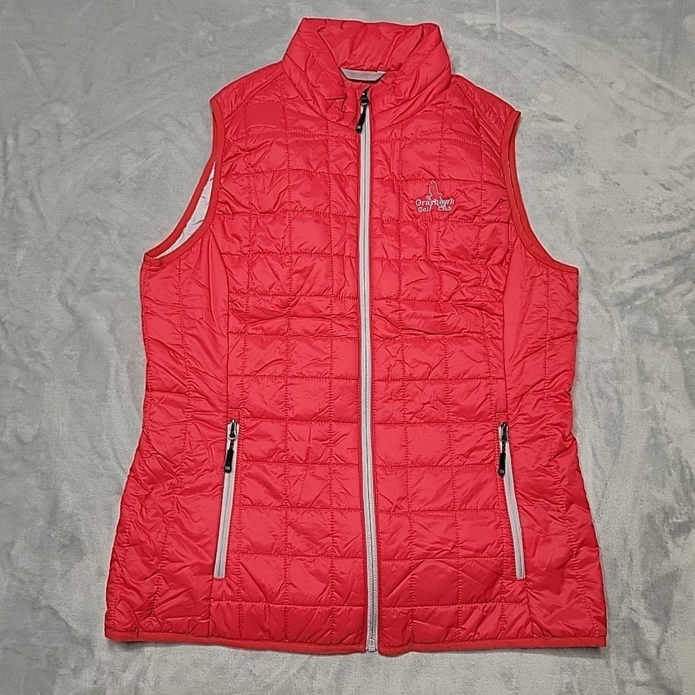 Cutter & Buck Jacket Womens L Red CB WeatherTec Grayhawk Golf Club Puffer Vest